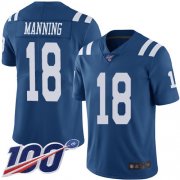 Wholesale Cheap Nike Colts #18 Peyton Manning Royal Blue Men's Stitched NFL Limited Rush 100th Season Jersey