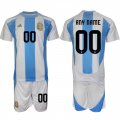 Cheap Men's Argentina Custom White Blue 2024-25 Home Soccer Jersey Suit