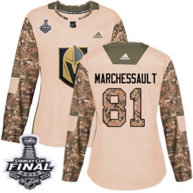 Wholesale Cheap Adidas Golden Knights #81 Jonathan Marchessault Camo Authentic 2017 Veterans Day 2018 Stanley Cup Final Women\'s Stitched NHL Jersey