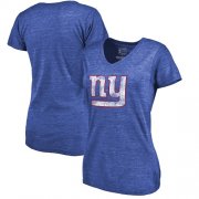 Wholesale Cheap Women's New York Giants NFL Pro Line by Fanatics Branded Royal Distressed Team Logo Tri-Blend T-Shirt