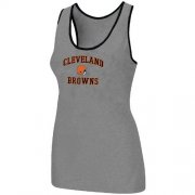 Wholesale Cheap Women's Nike Cleveland Browns Heart & Soul Tri-Blend Racerback Stretch Tank Top Light Grey