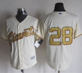 Wholesale Cheap Giants #28 Buster Posey Cream(Gold No.) New Cool Base Stitched MLB Jersey