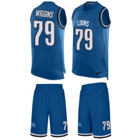 Wholesale Cheap Nike Lions #79 Kenny Wiggins Blue Team Color Men\'s Stitched NFL Limited Tank Top Suit Jersey