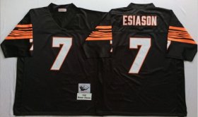 Wholesale Cheap Mitchell And Ness Bengals #7 Boomer Esiason Black Throwback Stitched NFL Jersey