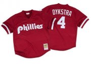 Wholesale Cheap Mitchell And Ness 1991 Phillies #4 Lenny Dykstra Red Throwback Stitched MLB Jersey
