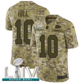 Wholesale Cheap Nike Chiefs #10 Tyreek Hill Camo Super Bowl LIV 2020 Men\'s Stitched NFL Limited 2018 Salute To Service Jersey