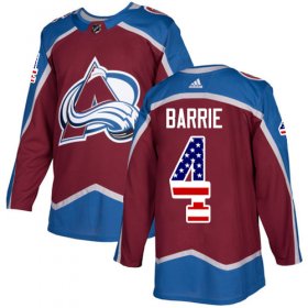 Wholesale Cheap Adidas Avalanche #4 Tyson Barrie Burgundy Home Authentic USA Flag Stitched NHL Jersey