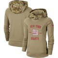 Wholesale Cheap Women's New York Giants Nike Khaki 2019 Salute to Service Therma Pullover Hoodie