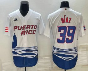 Cheap Men\'s Puerto Rico Baseball #39 Edwin Diaz 2023 White World Baseball Classic Stitched Jersey