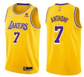Wholesale Cheap Men\'s Yellow Los Angeles Lakers #7 Carmelo Anthony bibigo Stitched Basketball Jersey