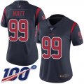 Wholesale Cheap Nike Texans #99 J.J. Watt Navy Blue Women's Stitched NFL Limited Rush 100th Season Jersey