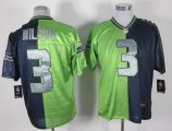 Wholesale Cheap Nike Seahawks #3 Russell Wilson Steel Blue/Green Men's Stitched NFL Elite Split Jersey