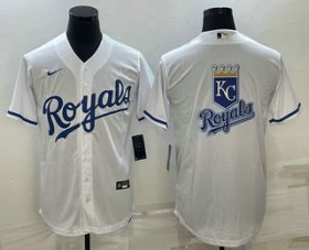 Cheap Men\'s Kansas City Royals Big Logo White Stitched MLB Cool Base Nike Jerseys