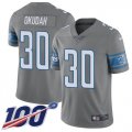 Wholesale Cheap Nike Lions #30 Jeff Okudah Gray Men's Stitched NFL Limited Rush 100th Season Jersey