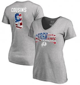 Wholesale Cheap Women\'s Washington Redskins #8 Kirk Cousins NFL Pro Line by Fanatics Branded Banner Wave Name & Number T-Shirt Heathered Gray