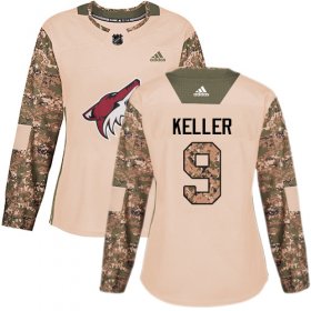 Wholesale Cheap Adidas Coyotes #9 Clayton Keller Camo Authentic 2017 Veterans Day Women\'s Stitched NHL Jersey