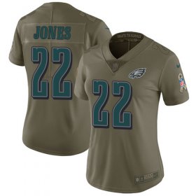 Wholesale Cheap Nike Eagles #22 Sidney Jones Olive Women\'s Stitched NFL Limited 2017 Salute to Service Jersey