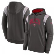 Wholesale Cheap Men's Tampa Bay Buccaneers Pewter Sideline Stack Performance Pullover Hoodie
