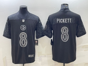 Wholesale Cheap Men's Pittsburgh Steelers #8 Kenny Pickett Black Reflective Limited Stitched Football Jersey