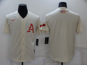 Wholesale Cheap Men\'s Atlanta Braves Blank Cream Stitched MLB Cool Base Nike Jersey