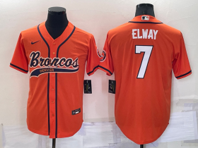 Wholesale Cheap Men\'s Denver Broncos #7 John Elway Orange Stitched Cool Base Nike Baseball Jersey