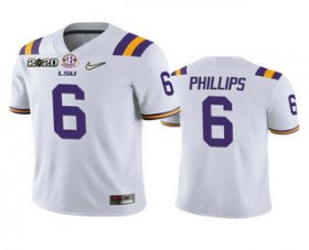 Wholesale Cheap Men\'s LSU Tigers #6 Jacob Phillips White 2020 National Championship Game Jersey