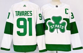 Cheap Men\'s Toronto Maple Leafs #91 John Tavares White St Patricks Authentic Jersey