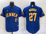 Wholesale Cheap Men's Denver Nuggets #27 Jamal Murray Blue With Patch Cool Base Stitched Baseball Jersey