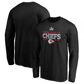 Wholesale Cheap Men\'s Kansas City Chiefs NFL Black Super Bowl LIV Bound Gridiron Long Sleeve T-Shirt