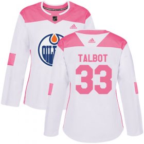 Wholesale Cheap Adidas Oilers #33 Cam Talbot White/Pink Authentic Fashion Women\'s Stitched NHL Jersey