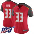 Wholesale Cheap Nike Buccaneers #33 Carlton Davis III Red Team Color Women's Stitched NFL 100th Season Vapor Limited Jersey