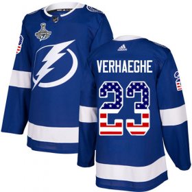 Cheap Adidas Lightning #23 Carter Verhaeghe Blue Home Authentic USA Flag Youth 2020 Stanley Cup Champions Stitched NHL Jersey