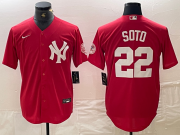 Cheap Men's New York Yankees #22 Juan Soto Red Fashion Cool Base Jersey