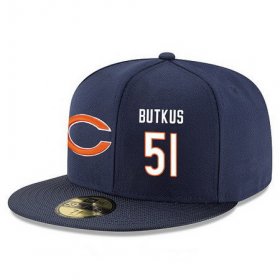 Wholesale Cheap Chicago Bears #51 Dick Butkus Snapback Cap NFL Player Navy Blue with White Number Stitched Hat