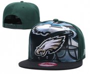 Wholesale Cheap Eagles Team Logo Green Adjustable Leather Hat TX