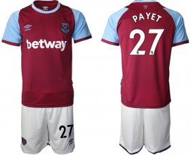 Wholesale Cheap Men 2020-2021 club West Ham United home 27 red Soccer Jerseys