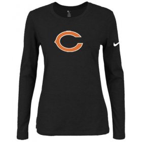 Wholesale Cheap Women\'s Nike Chicago Bears Of The City Long Sleeve Tri-Blend NFL T-Shirt Black
