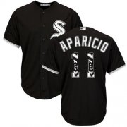 Wholesale Cheap White Sox #11 Luis Aparicio Black Team Logo Fashion Stitched MLB Jersey