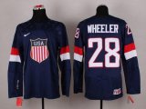Wholesale Cheap 2014 Olympic Team USA #28 Blake Wheeler Navy Blue Stitched NHL Jersey