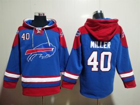 Wholesale Cheap Men\'s Buffalo Bills #40 Von Miller Blue Ageless Must Have Lace Up Pullover Hoodie
