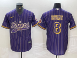 Cheap Men's Los Angeles Lakers #8 Kobe Bryant Purple Pinstripe Cool Base Stitched Baseball Jersey