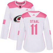 Wholesale Cheap Adidas Hurricanes #11 Jordan Staal White/Pink Authentic Fashion Women's Stitched NHL Jersey