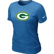 Wholesale Cheap Women's Nike Green Bay Packers Logo NFL T-Shirt Light Blue