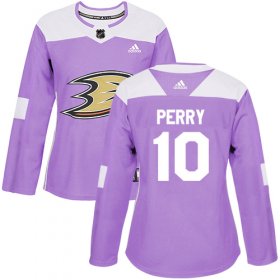 Wholesale Cheap Adidas Ducks #10 Corey Perry Purple Authentic Fights Cancer Women\'s Stitched NHL Jersey
