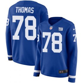 Wholesale Cheap Nike Giants #78 Andrew Thomas Royal Blue Team Color Women\'s Stitched NFL Limited Therma Long Sleeve Jersey