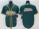 Wholesale Cheap Men's Oakland Athletics Green Team Big Logo Cool Base Stitched Baseball Jersey 002