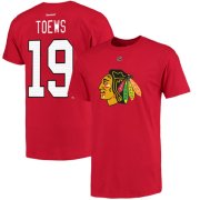 Wholesale Cheap Chicago Blackhawks #19 Jonathan Toews Reebok Name and Number Player T-Shirt Red
