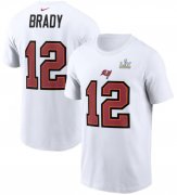 Wholesale Cheap Men's Tampa Bay Buccaneers Tom Brady Nike White Super Bowl LV Champions Name & Number T-Shirt