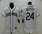 Wholesale Cheap Men's Seattle Mariners #24 Ken Griffey Jr. White Stitched MLB Flex Base Nike Jersey