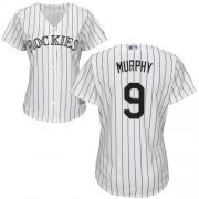 Wholesale Cheap Rockies #9 Daniel Murphy White Strip Home Women's Stitched MLB Jersey